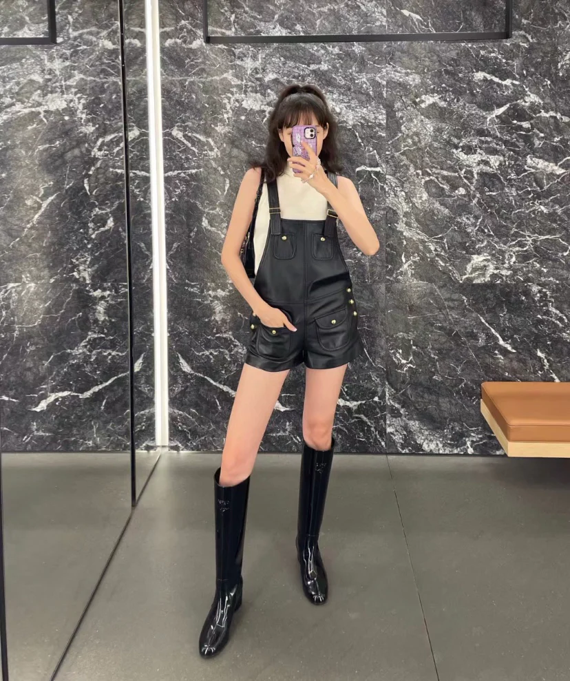 Ботинки Celine 2024 на низком каблуке - черные