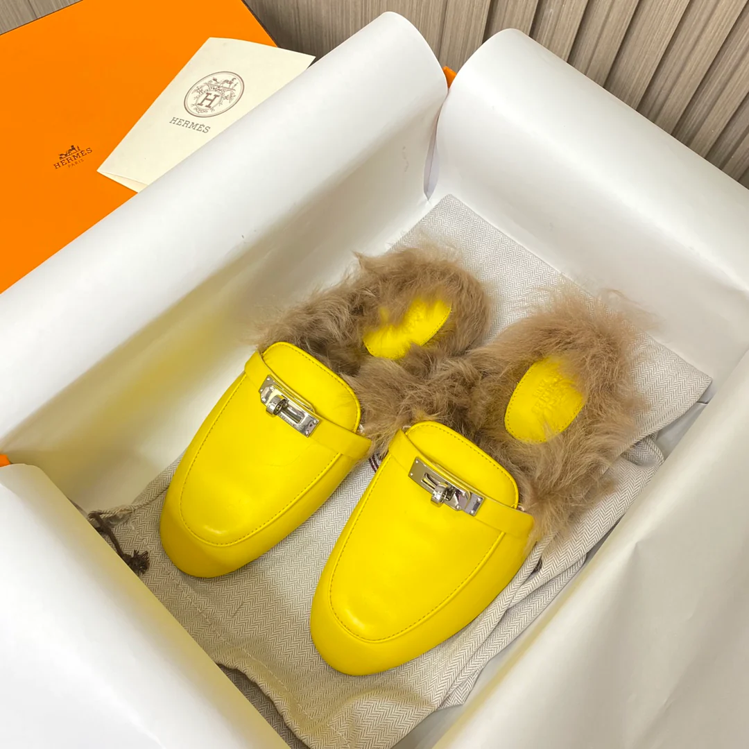 Классические лоферы Hermes - желтые