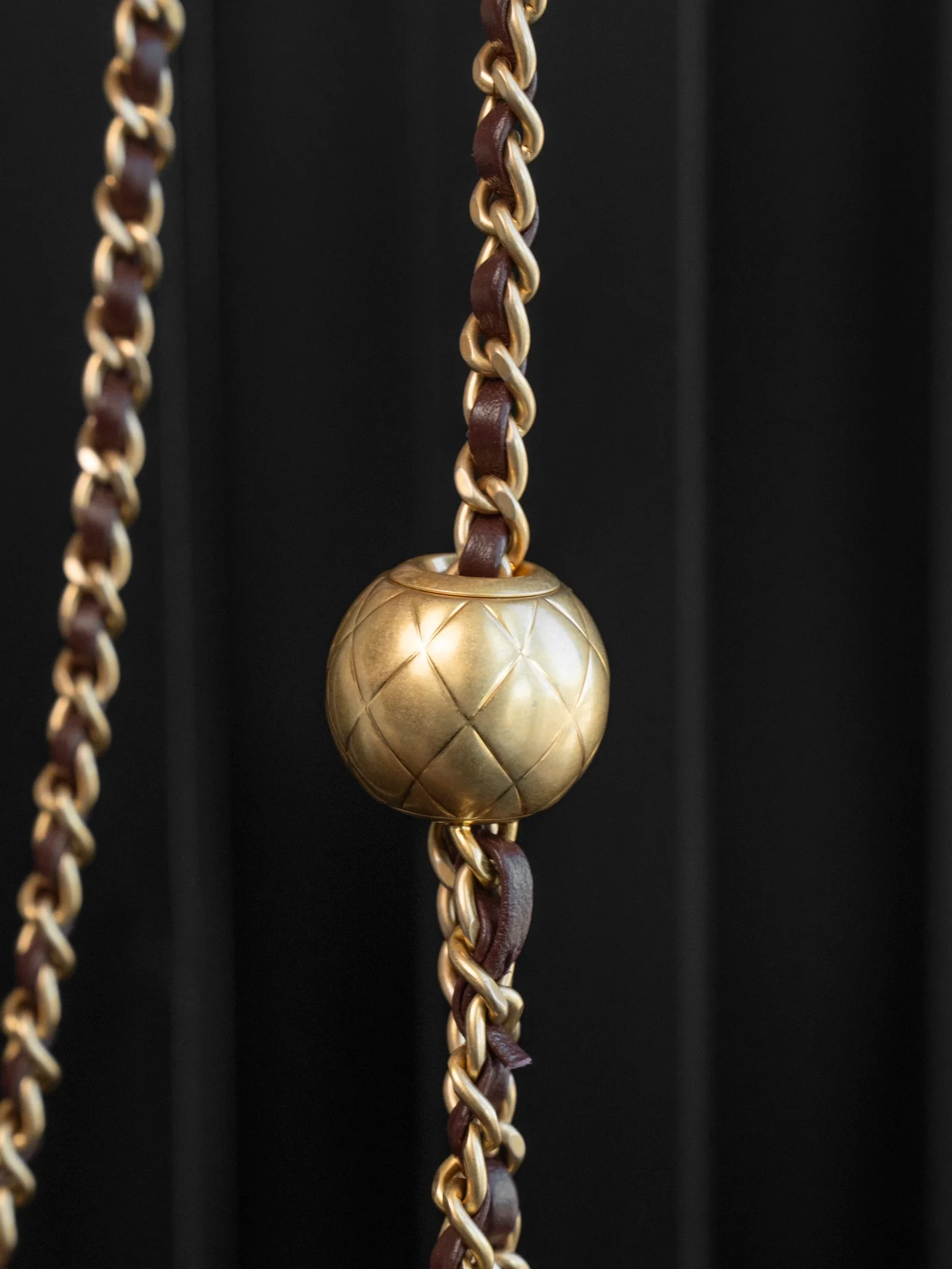 Chanel 24k CF Gold Ball Square Fat Man - Reddish Brown