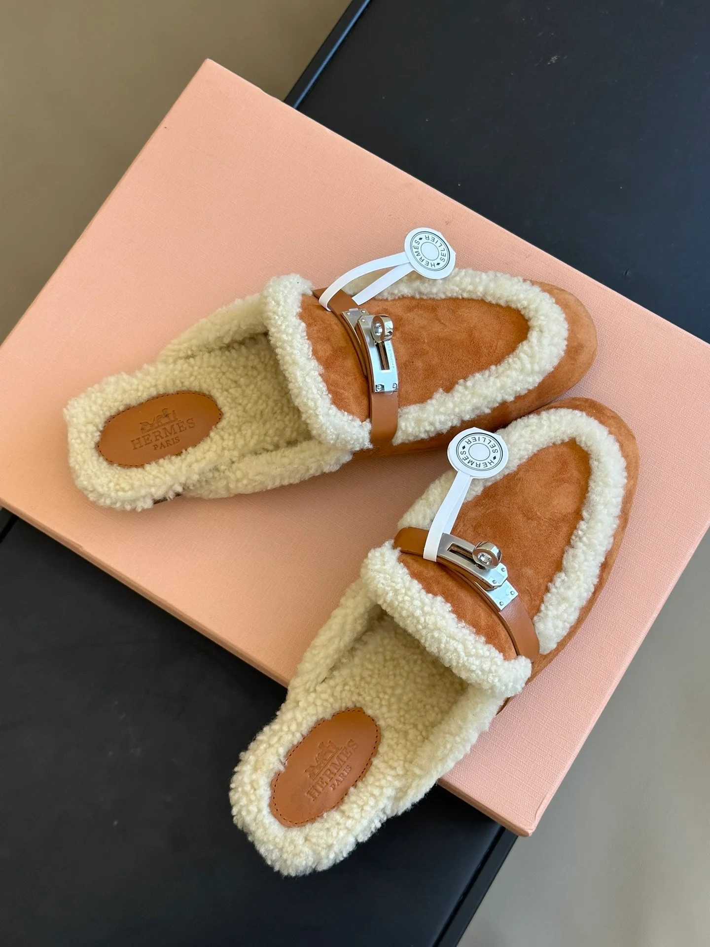 Кашемировые тапочки Hermes 2024 - Кофейно-коричневый