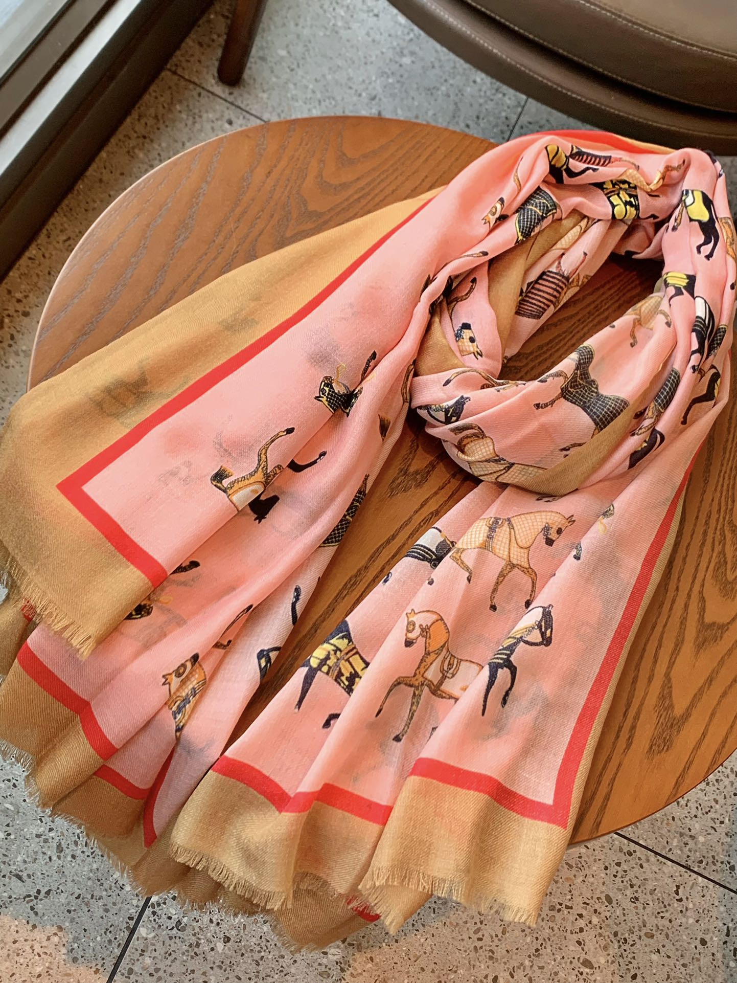 Hermes - Кашемировый длинный шарф премиум-класса, 100-200 см - Розовый