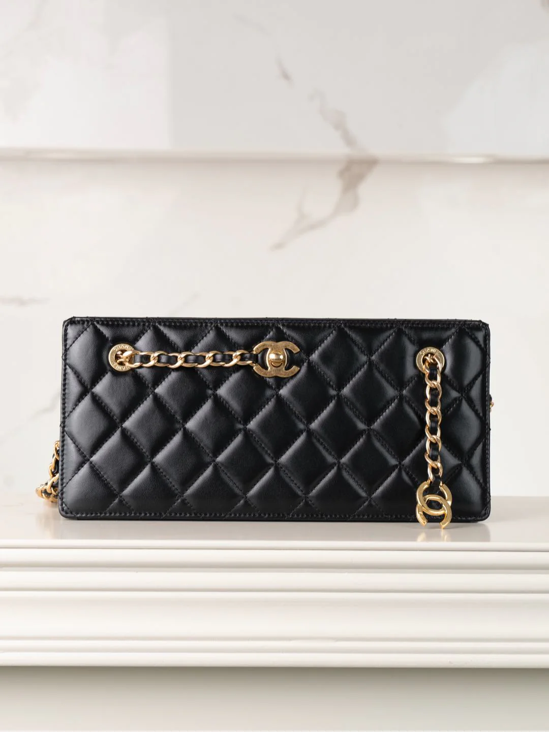 Сумка для ужина в стиле ретро с подиумом, 24 карата - черная.