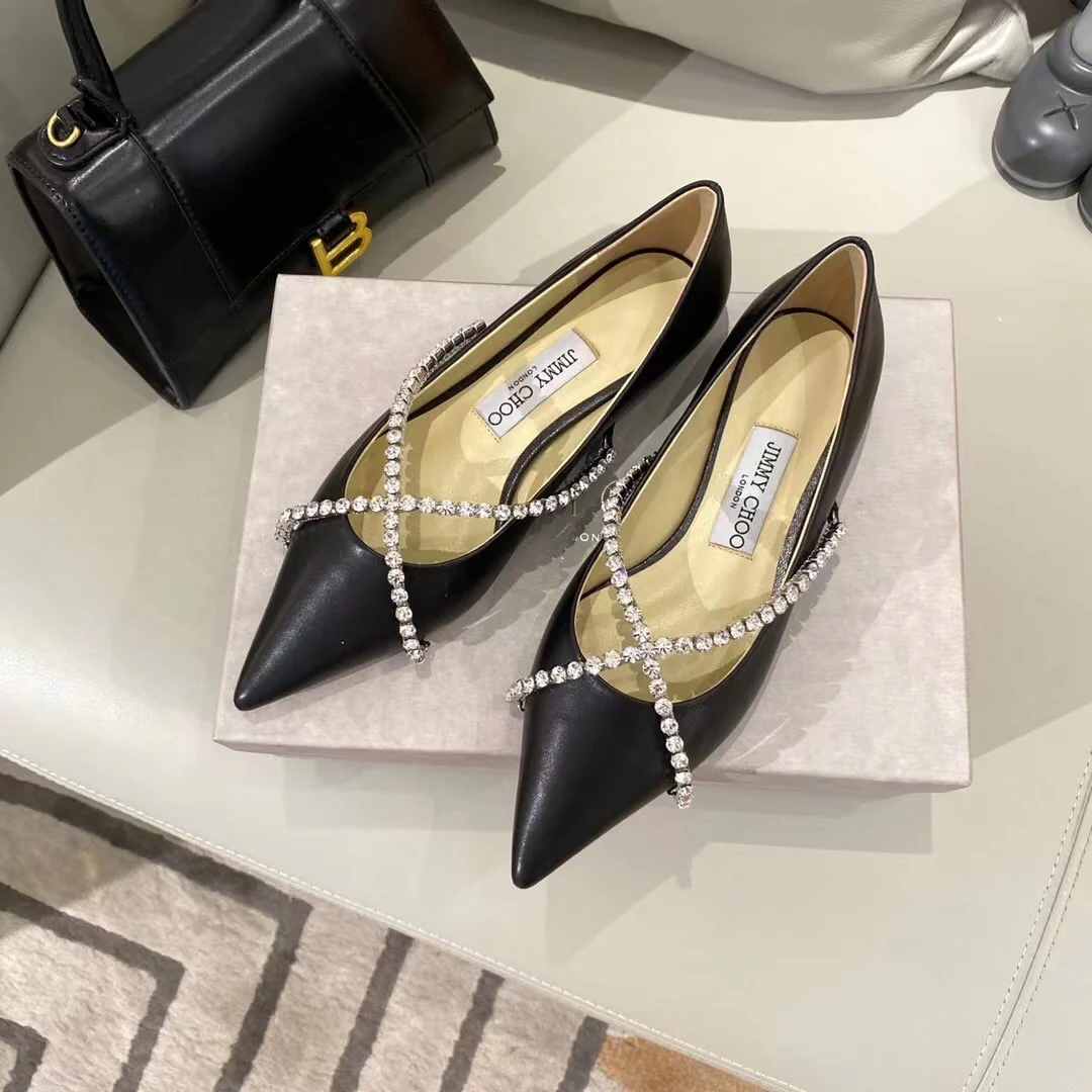 Туфли-балетки Jimmy Cross с цепочкой и стразами - черные