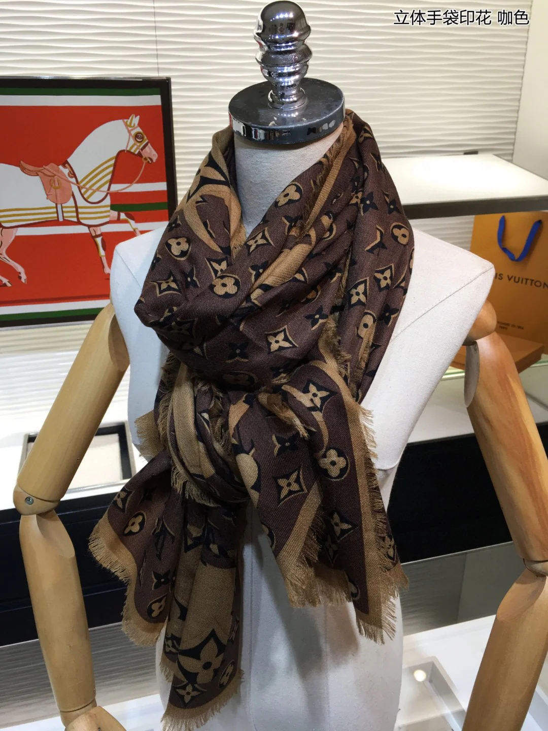 Длинный кашемировый шарф LV Honeycomb - 110-200 см