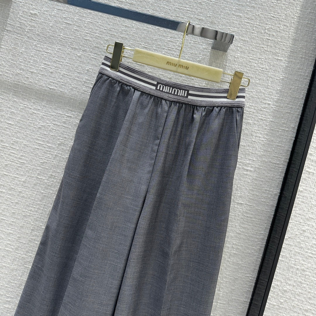Miu Miu - 2404-24 Новинка ранней весны - Серые прямые брюки с широкими штанинами