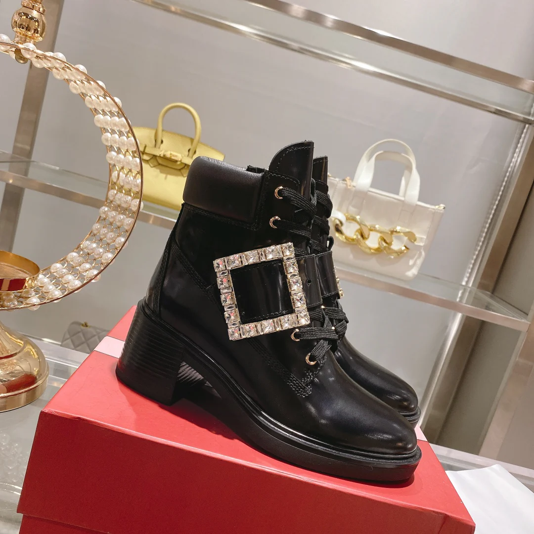 Обувь RV - Коллекция осень/зима 2022 - Популярные модели среди знаменитостей, таких как Джои Янг и Нана Оу-Янг - Ботинки на массивном каблуке