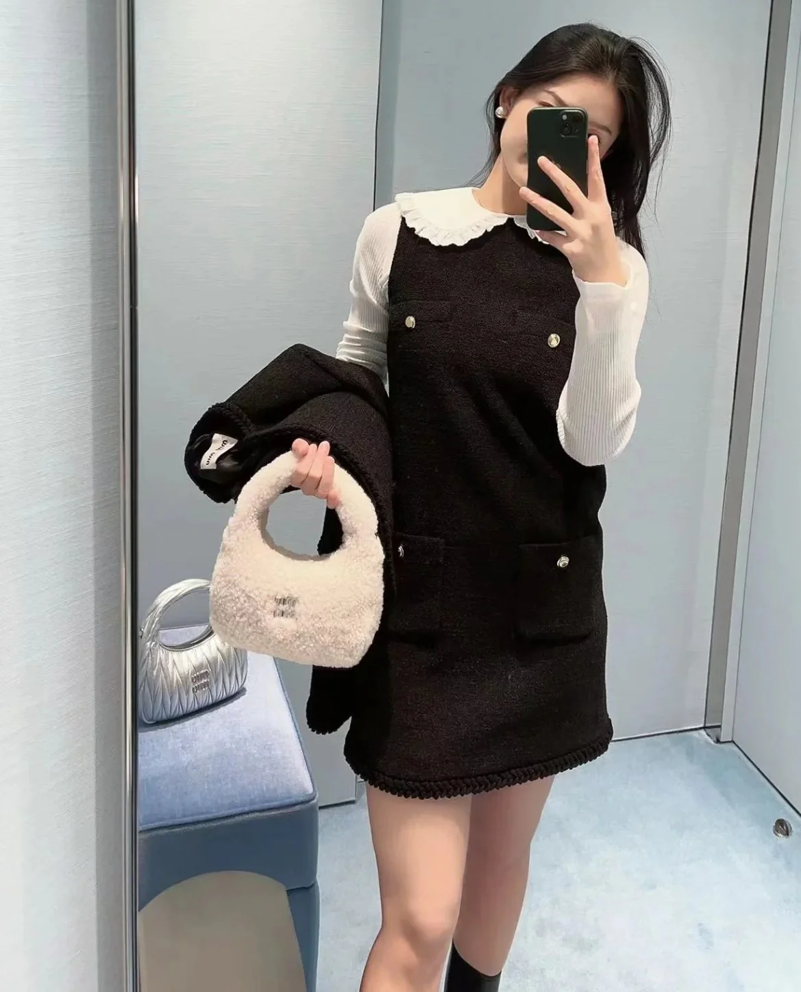 Сумка Miu Miu Wander - овечья шерсть - белый наряд (поделиться)