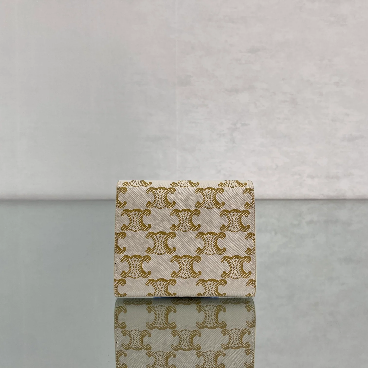 Celine-TRIOMPHE 翻盖卡包钱包 老花白