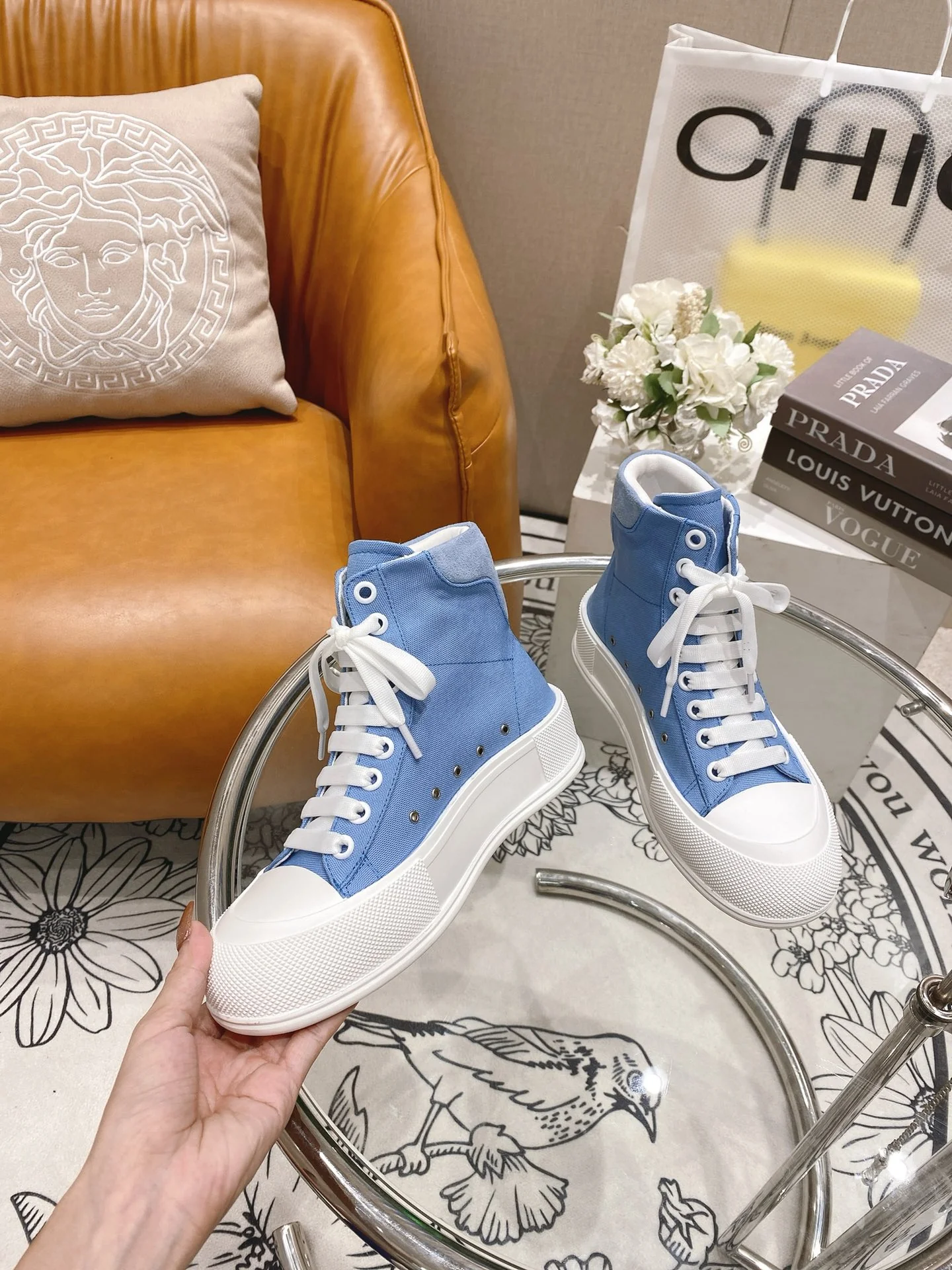 Кед на платформе McQueen - небесно-голубой