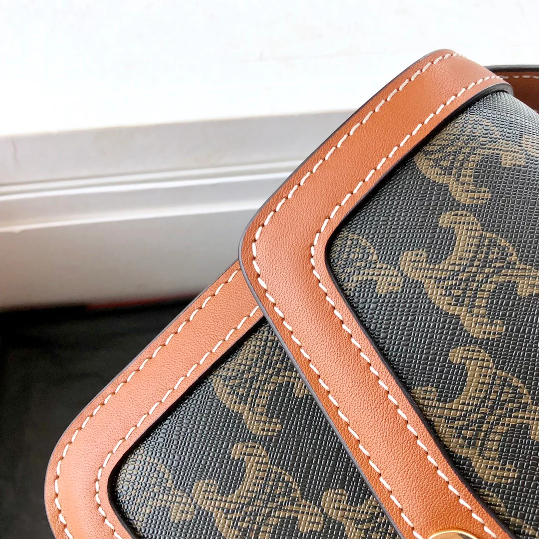 Сумка Celine Triomphe из телячьей кожи с покрытием и канвасом - подростковая - 18 - 5 см