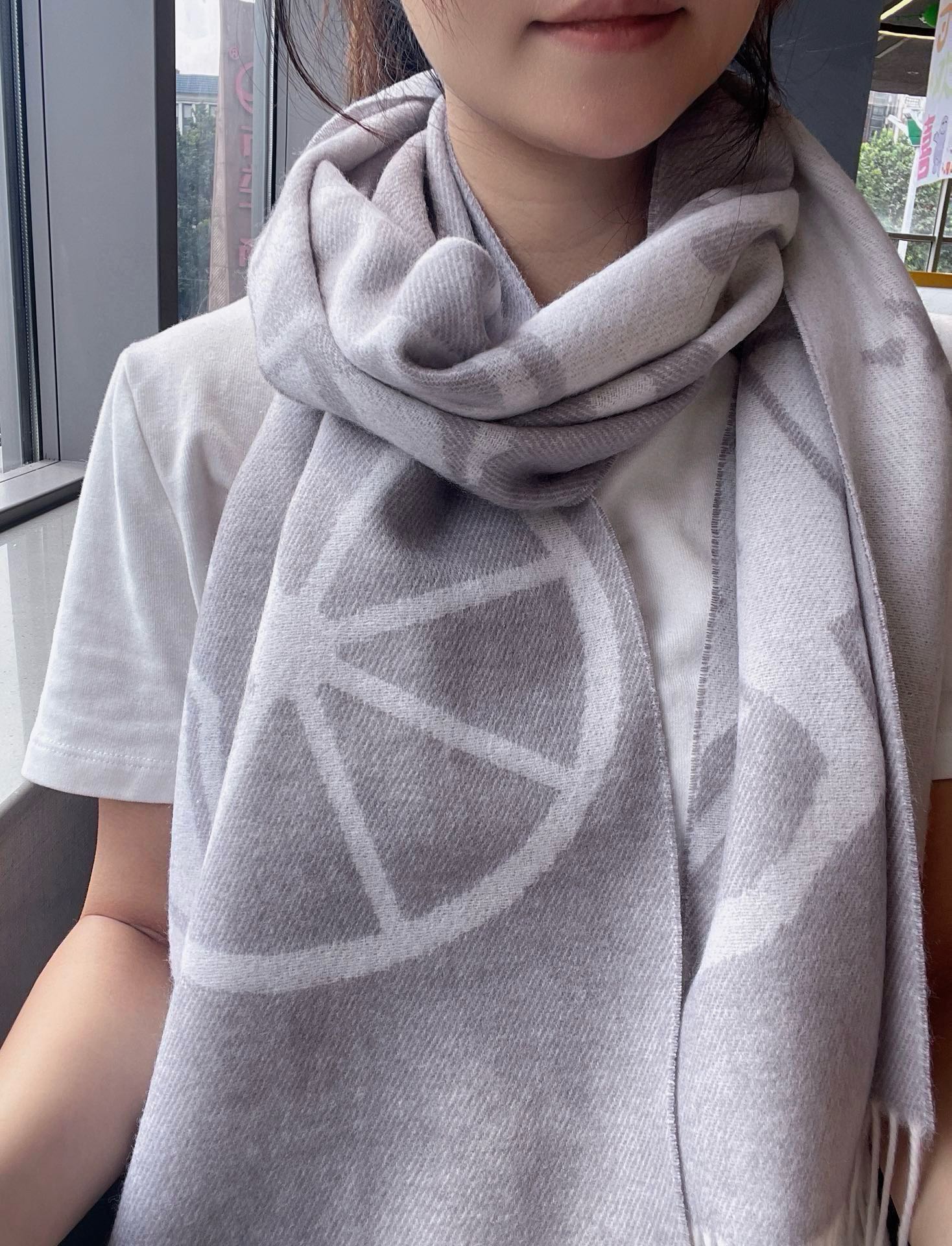 Кашемировый жаккардовый шарф Hermes 2024 - 180-30