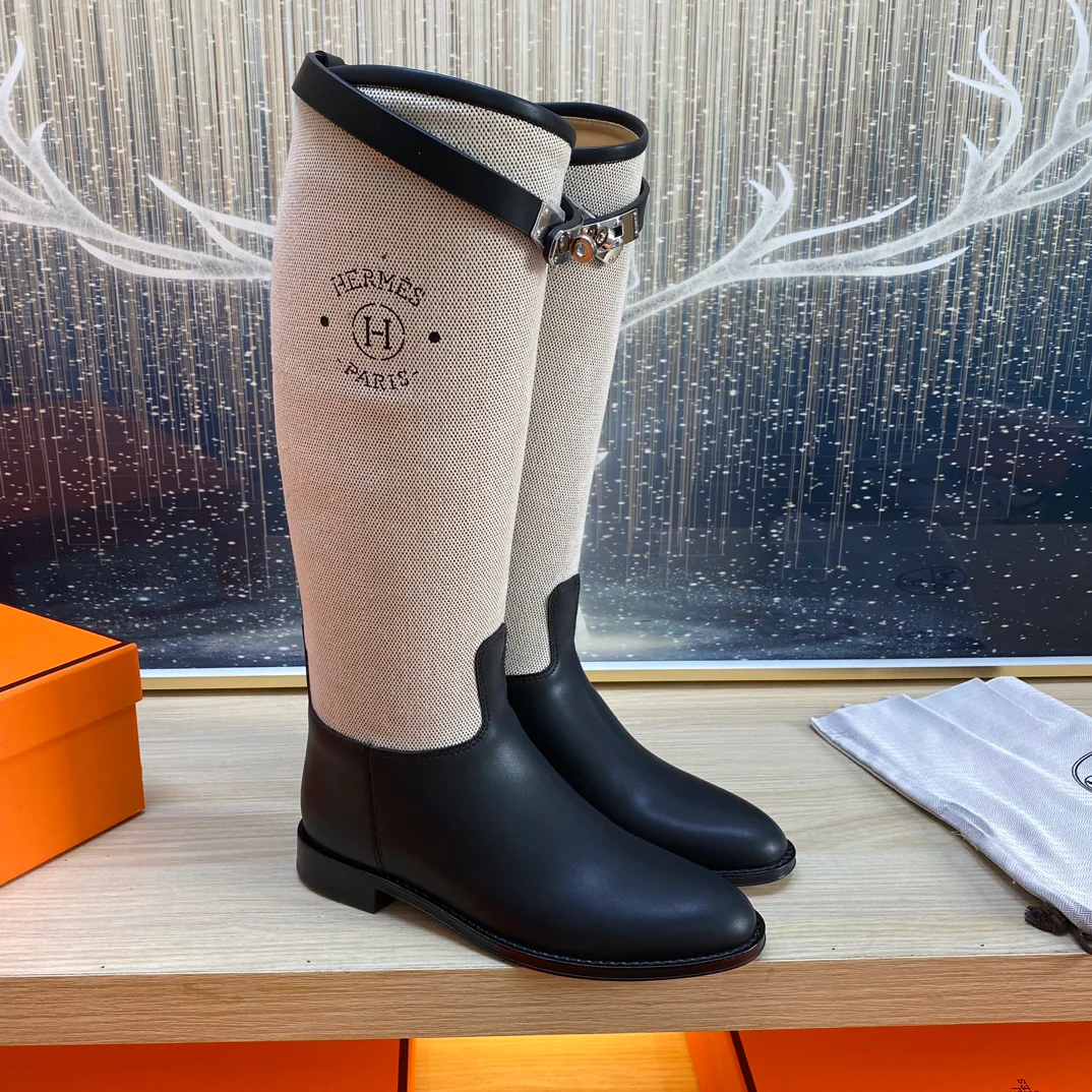 Длинные сапоги Hermes 2024 - черные