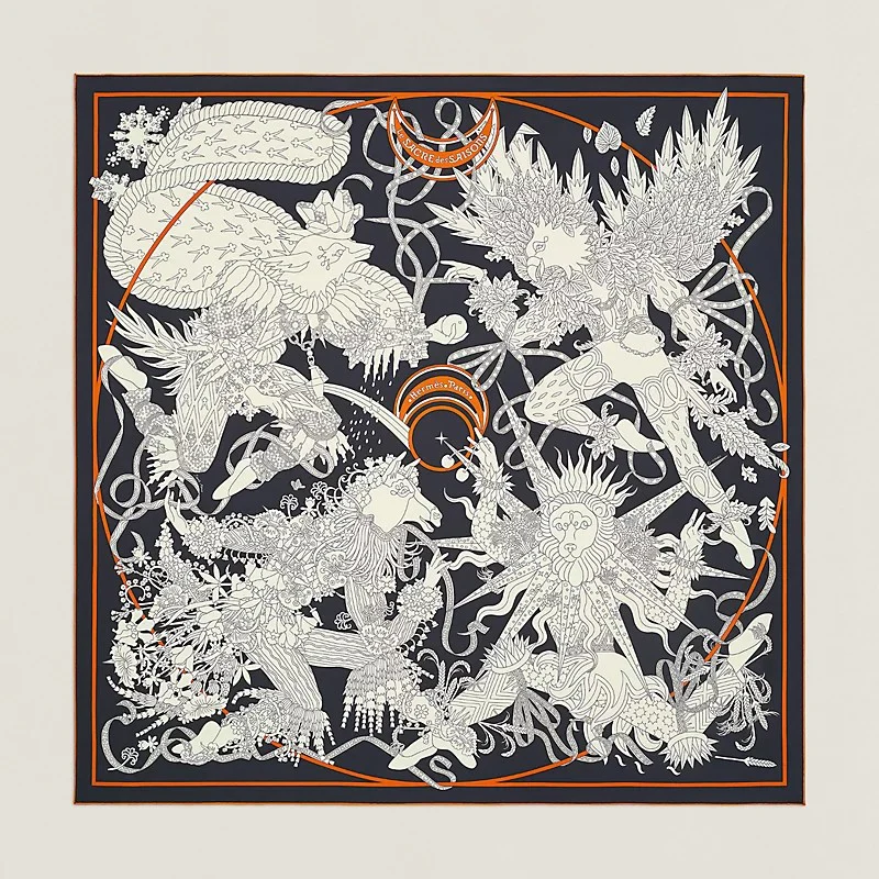 Шарф Hermes - Корона Короля Времен года - 90% шелк - Запечатанная коробка