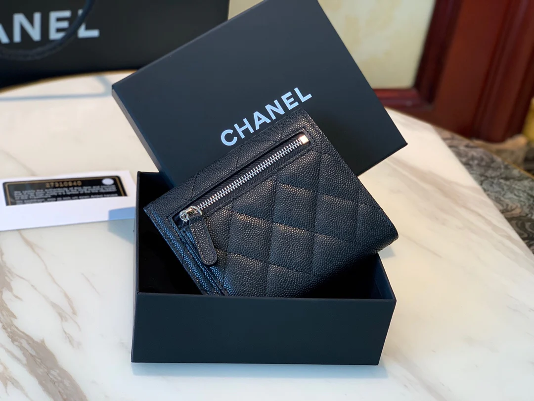 Кошелек Chanel Classic Bulb Pattern - CF - черный с серебряной пряжкой