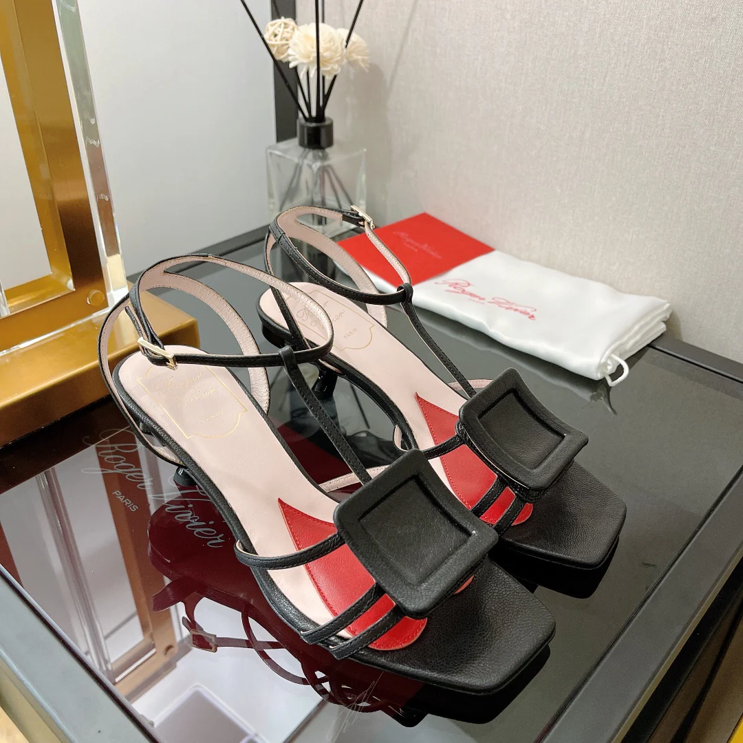 Туфли r-Fang с пряжками - черные на невысоком каблуке