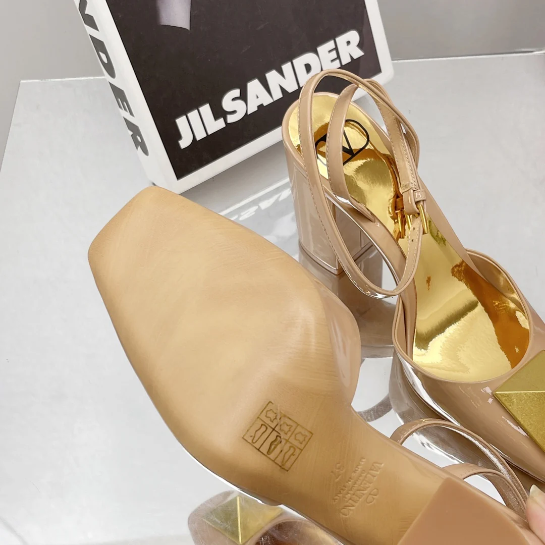 Valentino - Абрикосовые туфли на высоком каблуке - Туфли на массивном каблуке