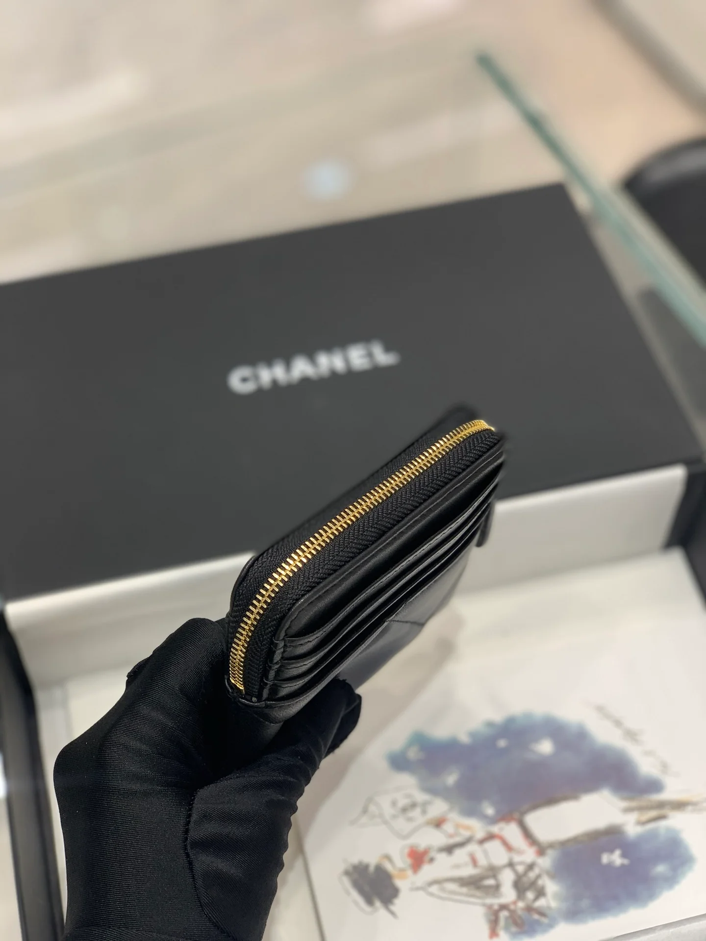 Кошелек Chanel 19 Series - Toast на молнии - черный