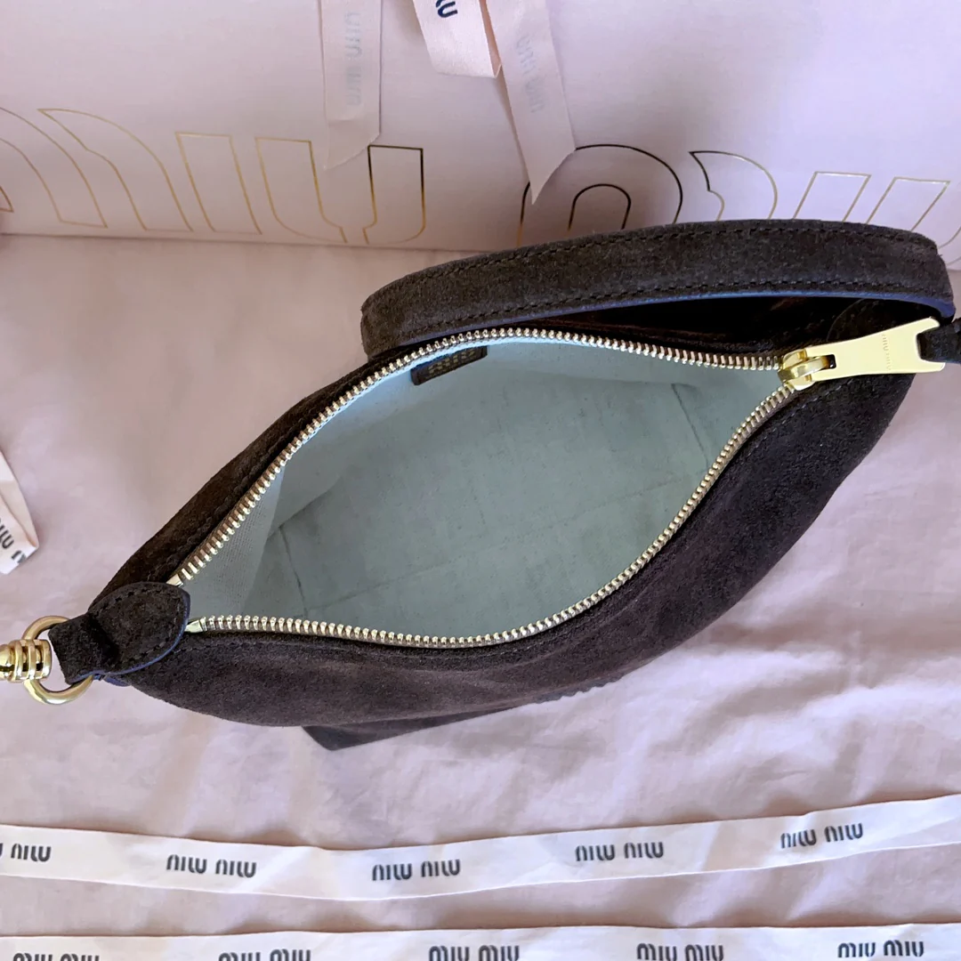 Сумка для ланча Miu Miu-5ne841 из замши, коричневая.