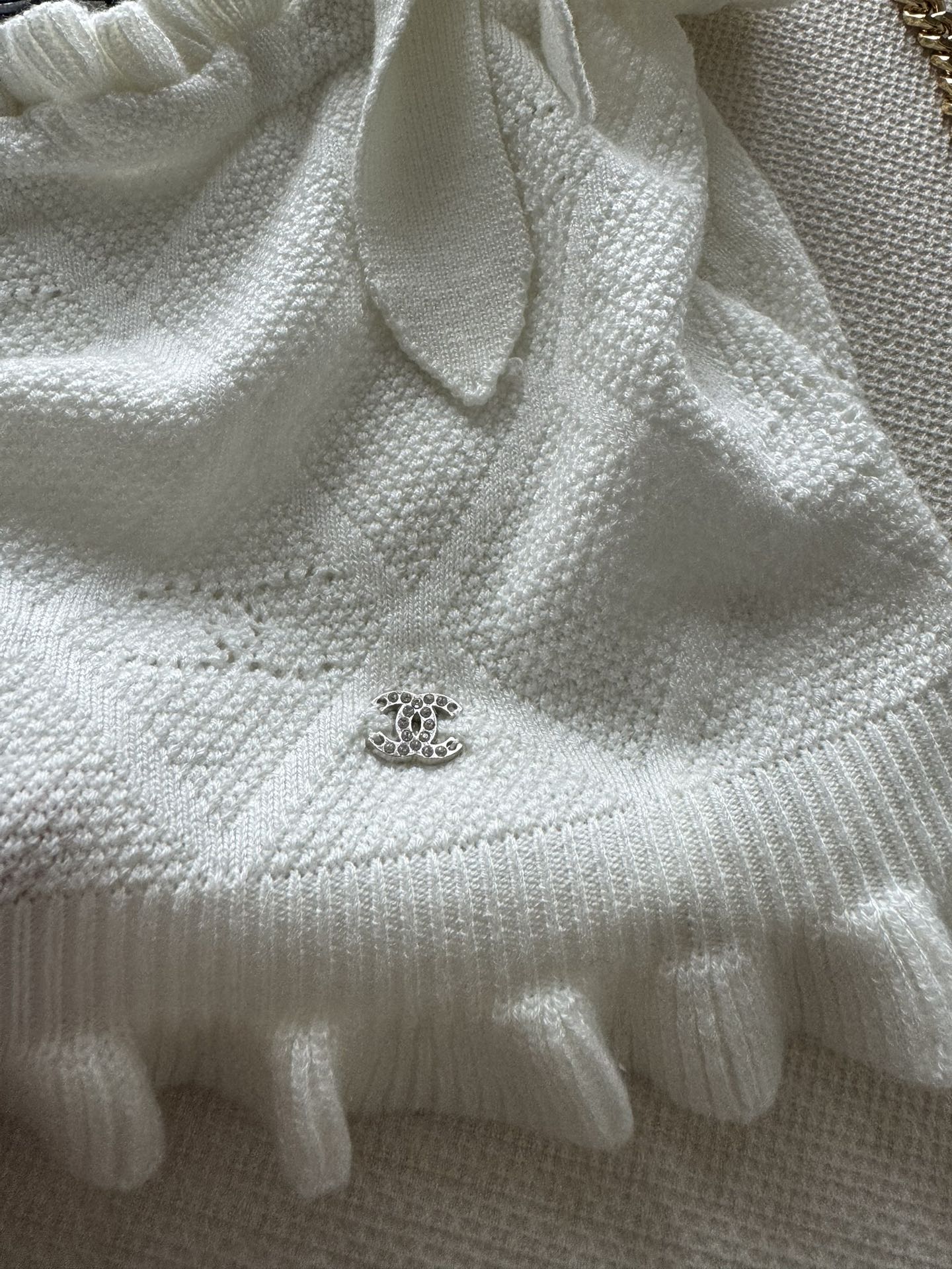 В стиле Chanel - 2403-24 Новая вязаная короткая майка-топ ранней весны - Розовая - 1