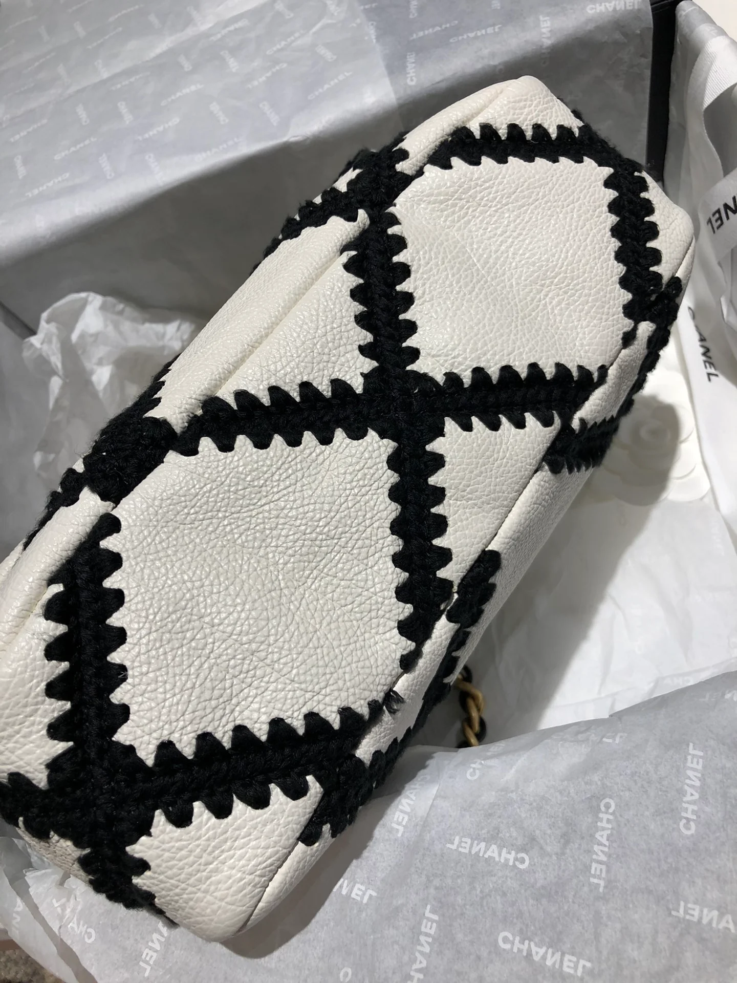 Сумка Chanel 19 - Кожаная - Черно-белый клетчатый узор