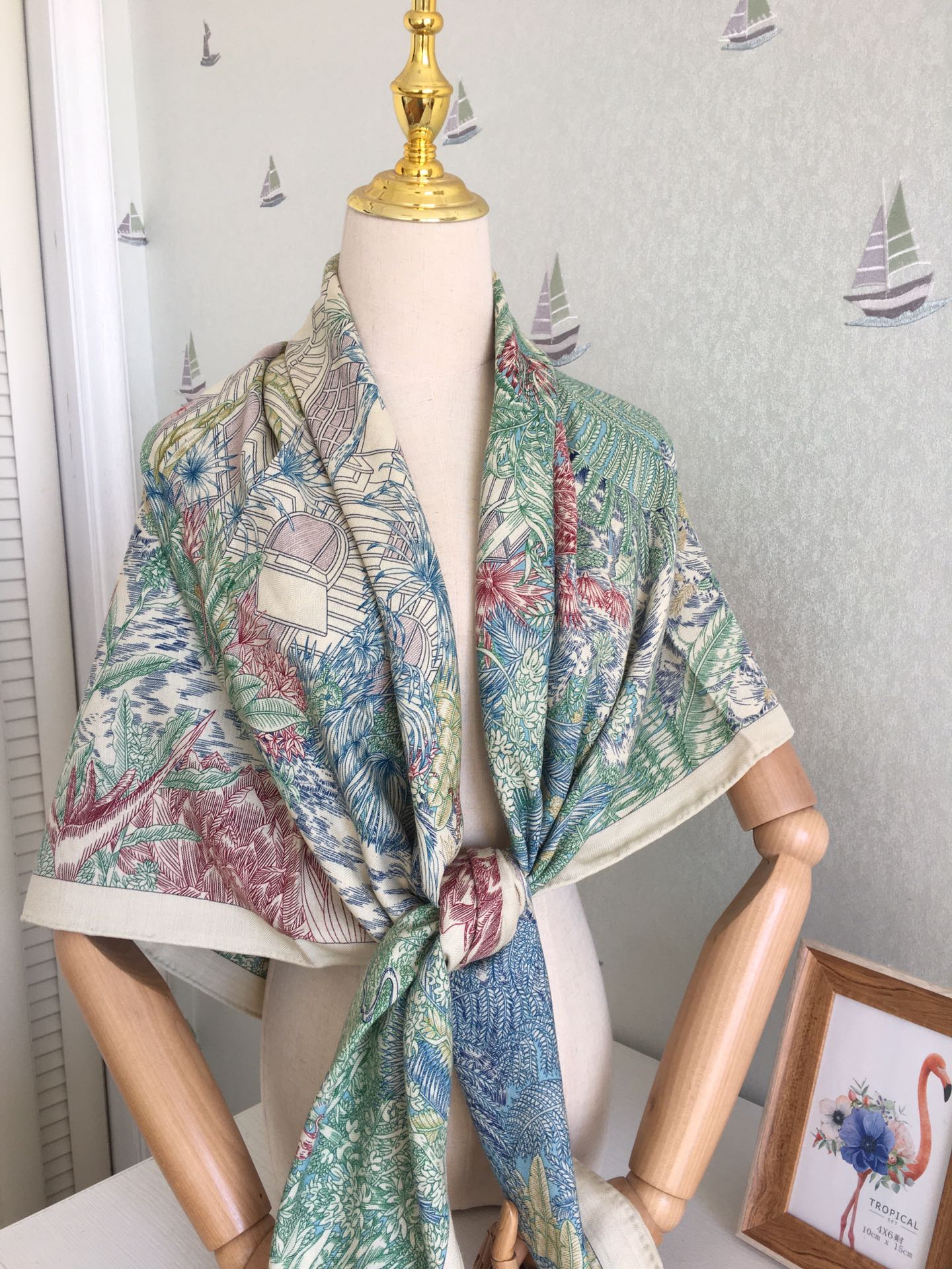 Двусторонний бархатный платок Hermes 140 - 3 шт.