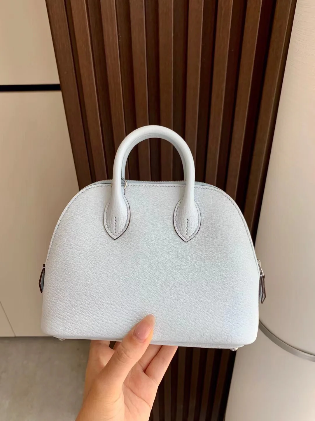 Hermes Bolide Mini T0 Fog Blue Silver Button