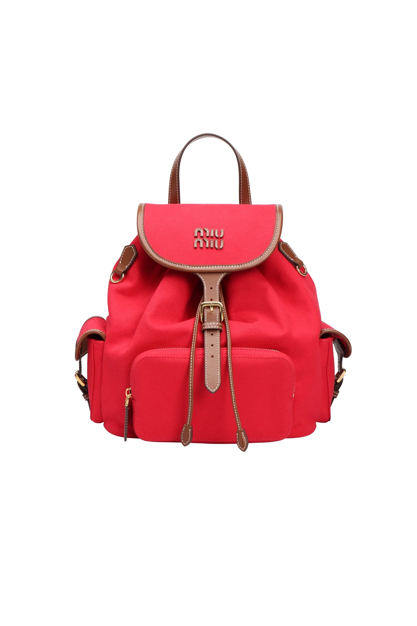 Рюкзак Miu Miu из канваса и кожи - Большой - Красный - Бренди