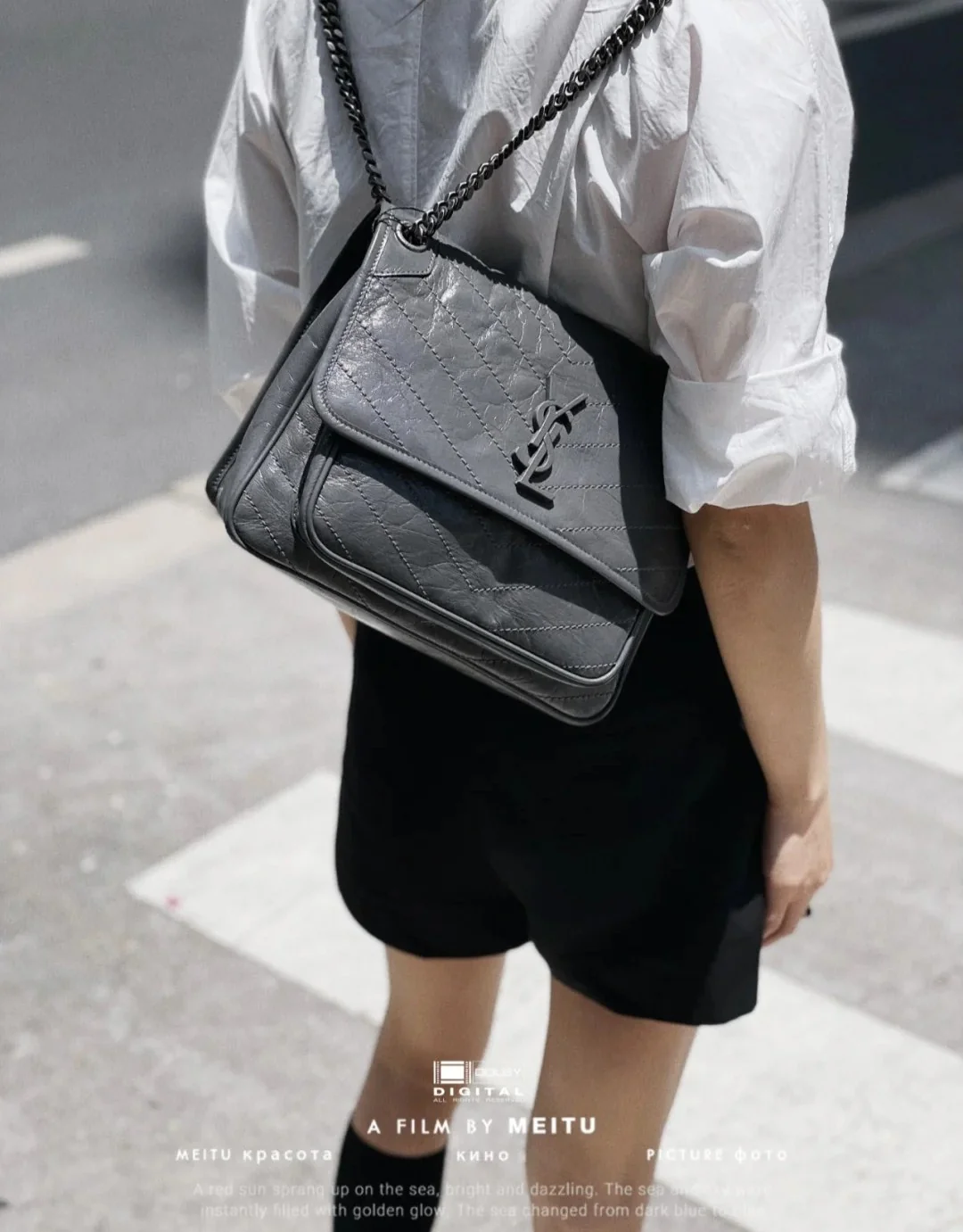 Ботинки YSL Niki Baby 28 см, кожа, темно-серый цвет - фото в носке.