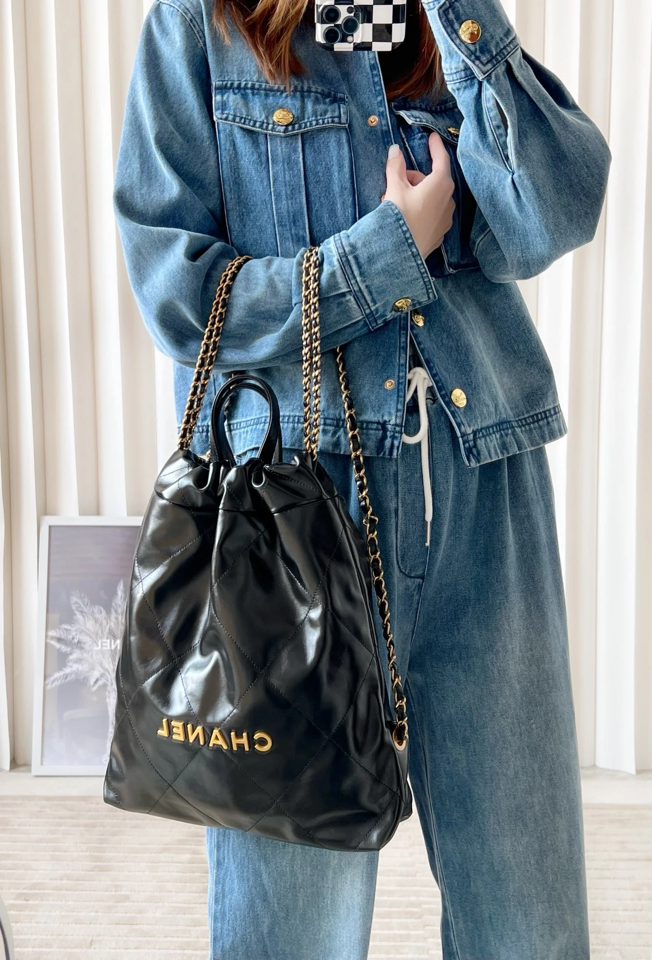 Сумка Chanel - Маленький рюкзак из телячьей кожи - Черный с золотой фурнитурой