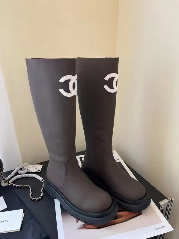 Chanel - Шерстяные сапоги для верховой езды - Коричневые