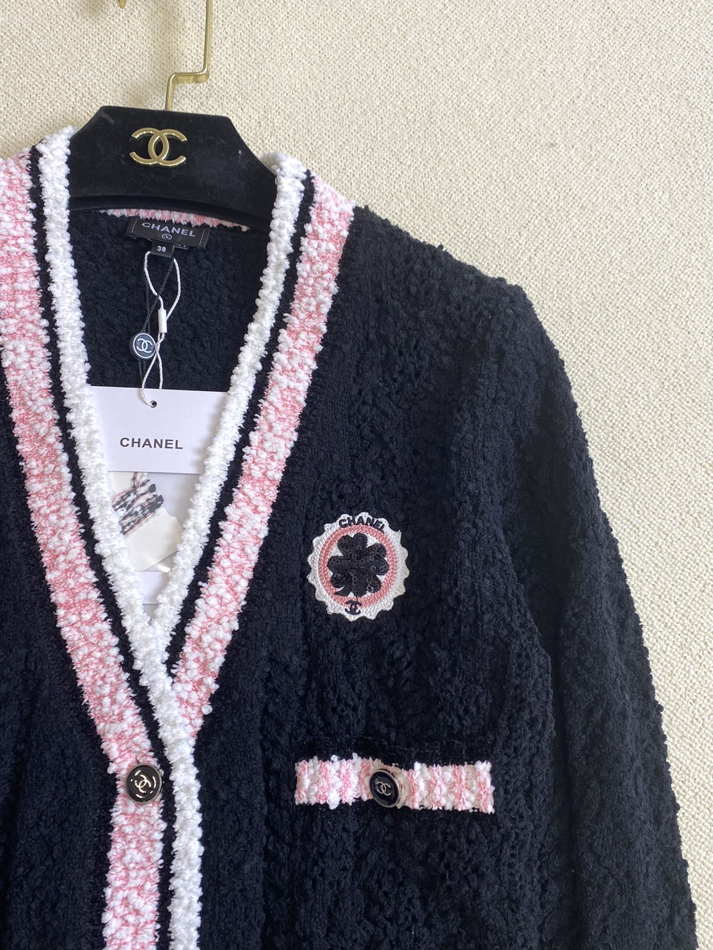 Вязаный кардиган Chanel 2403 ?Ранняя весна?, новинка, черный.