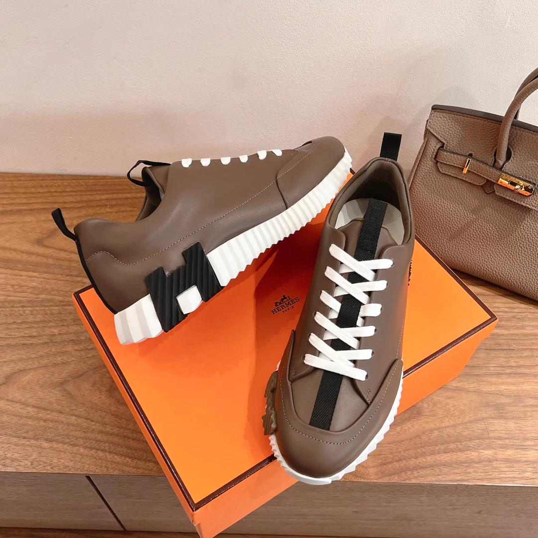 Повседневные туфли Hermes 2024 - Кофейно-коричневый - 1