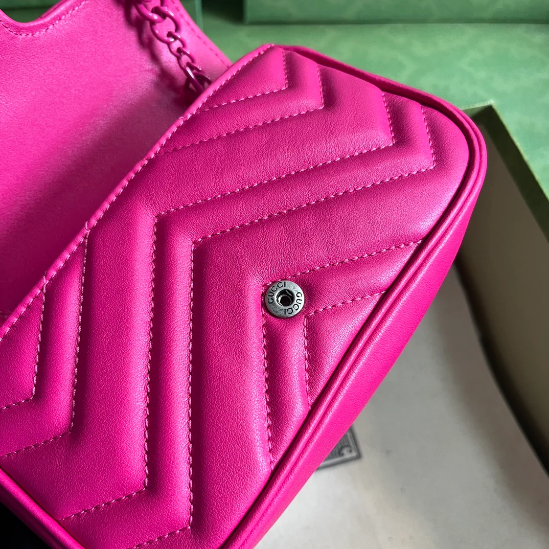 Мини-сумочка Gucci GG Marmont Chain Macaron Series Rose Pink.