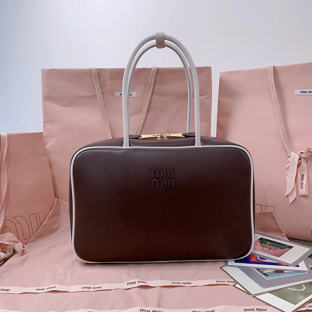 Miu Miu-5bb117 — Двухцветный портфель в стиле пэчворк — коричневый