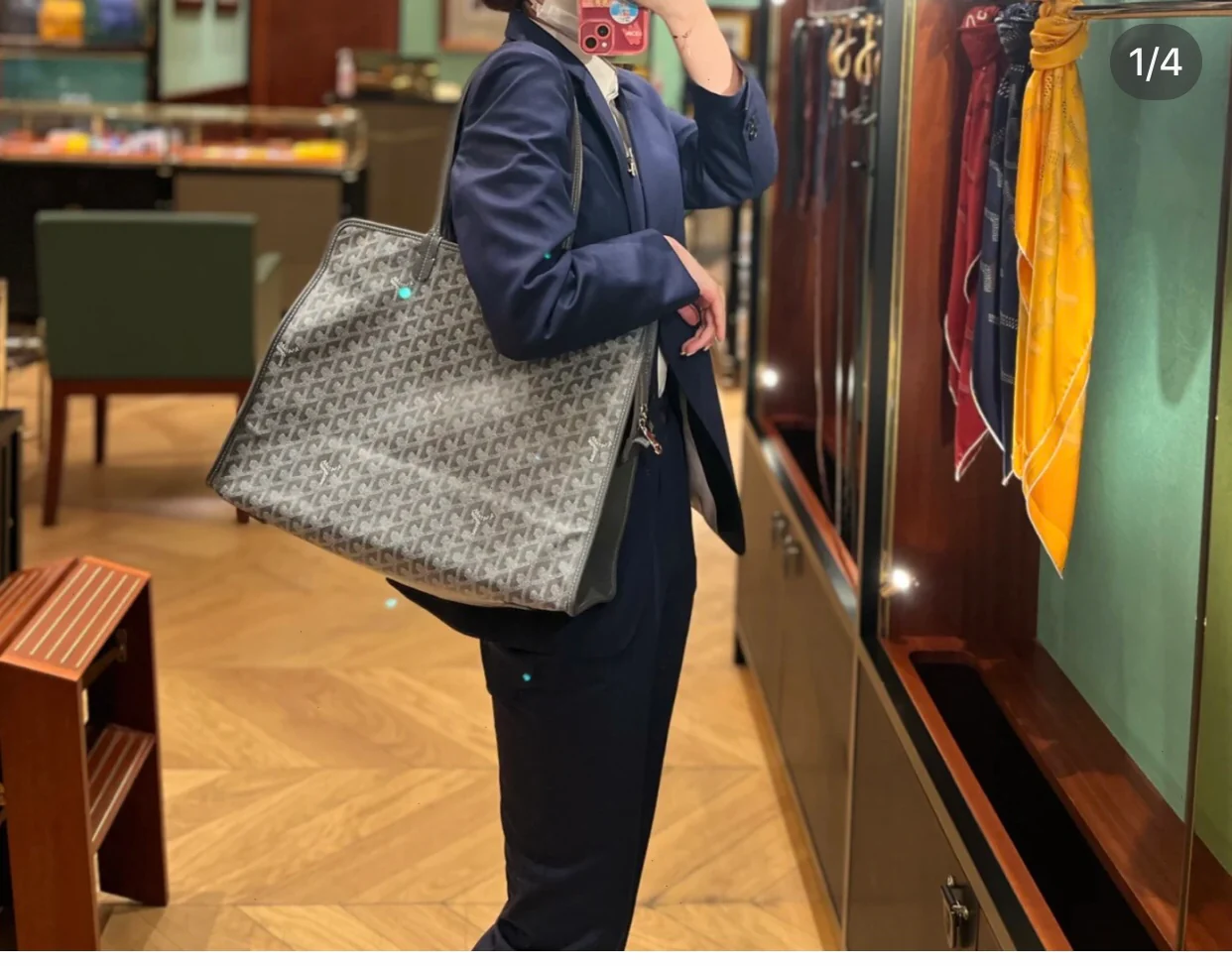 Маленькая складная холщовая сумка Goyard - серая.