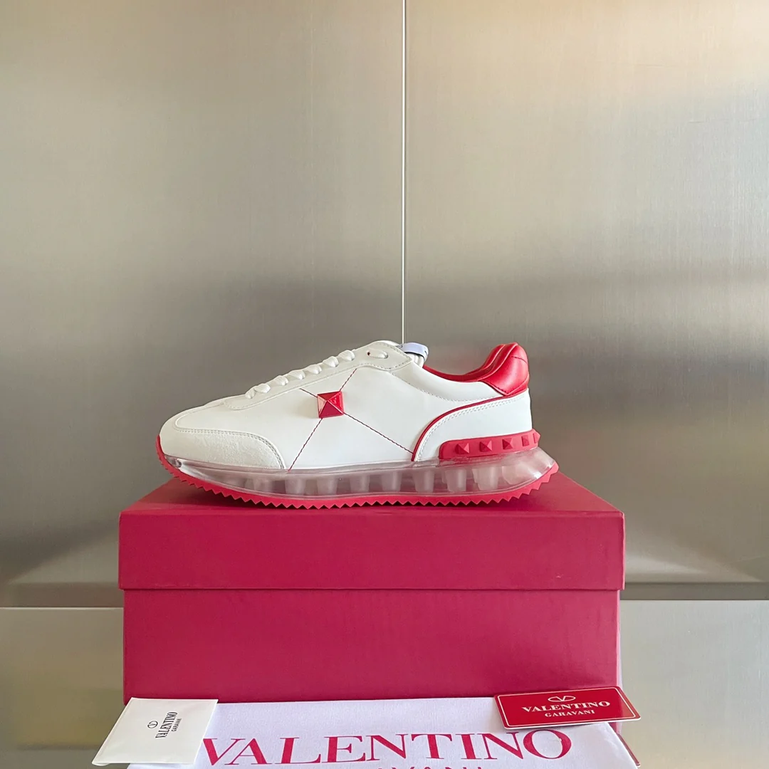 Valentino - Спортивные кроссовки с заклепками - Модель на воздушной подушке - Парный стиль - Красная отделка