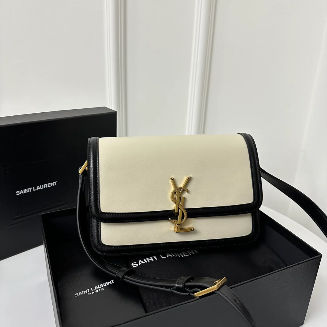 Сумка YSL Box Saint Laurent Tofu Bag Medium, черно-белая.