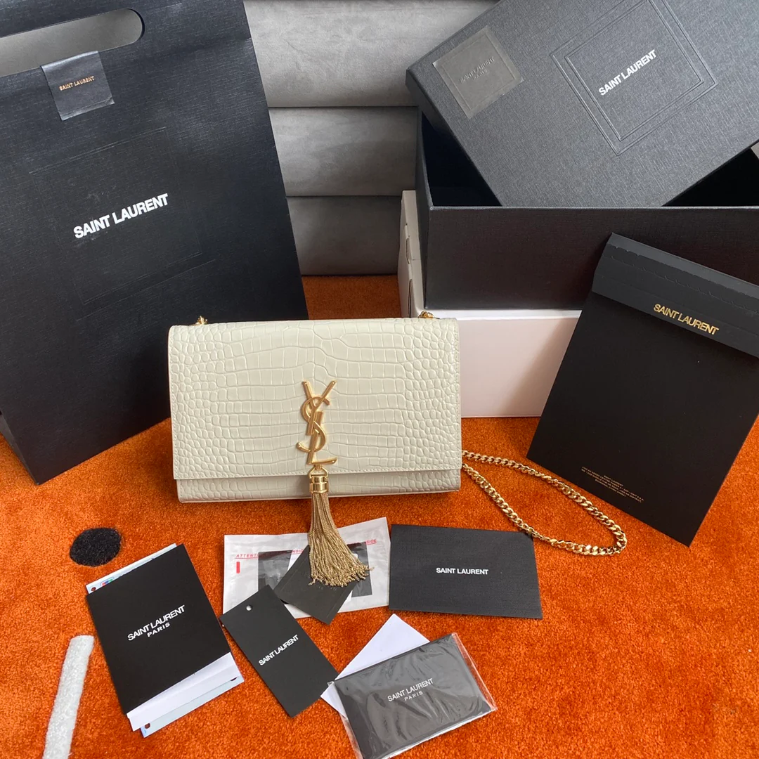 Сумка YSL Kate с цепочкой и крокодиловым принтом - Средний размер - 5