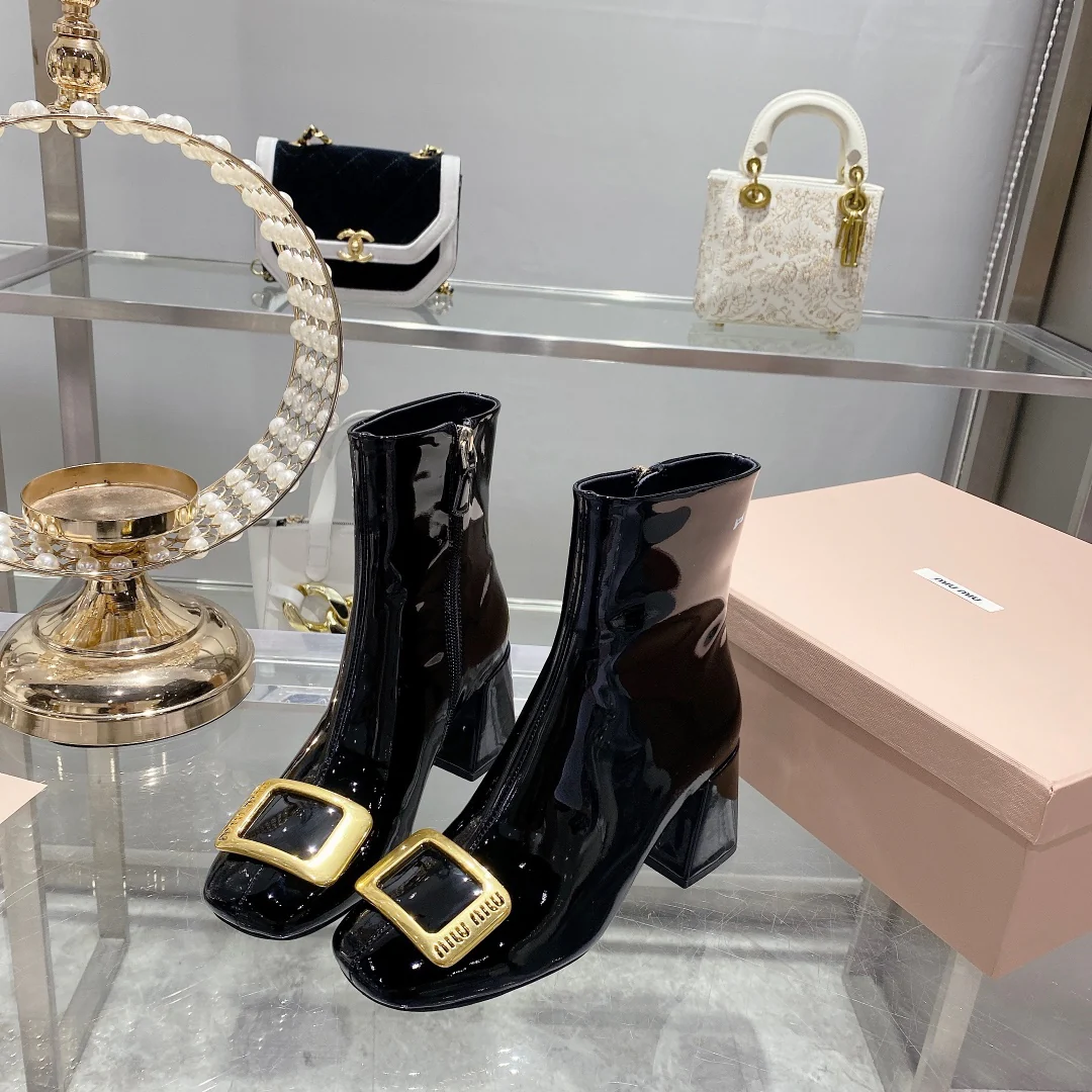 Ботильоны Miu Miu-22 с металлической пряжкой