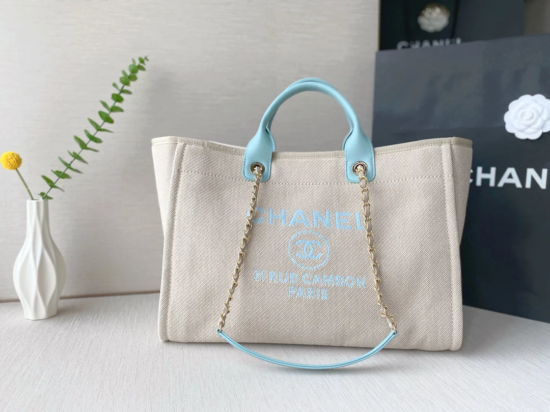 Пляжная сумка Chanel из коллекции Весна/Лето 2022 - Синяя - Большая