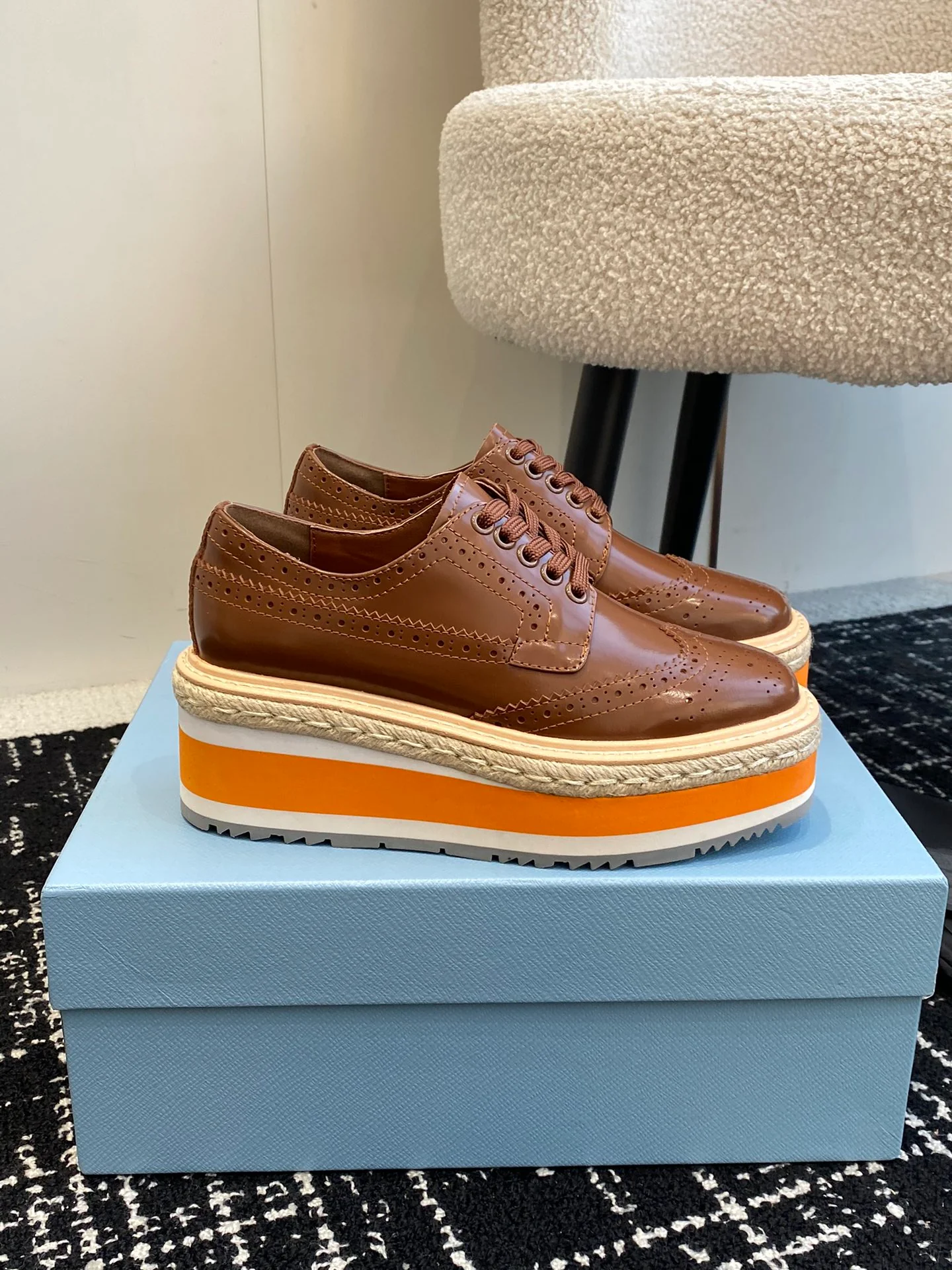 Туфли на платформе Prada 2024 - Кофейный цвет