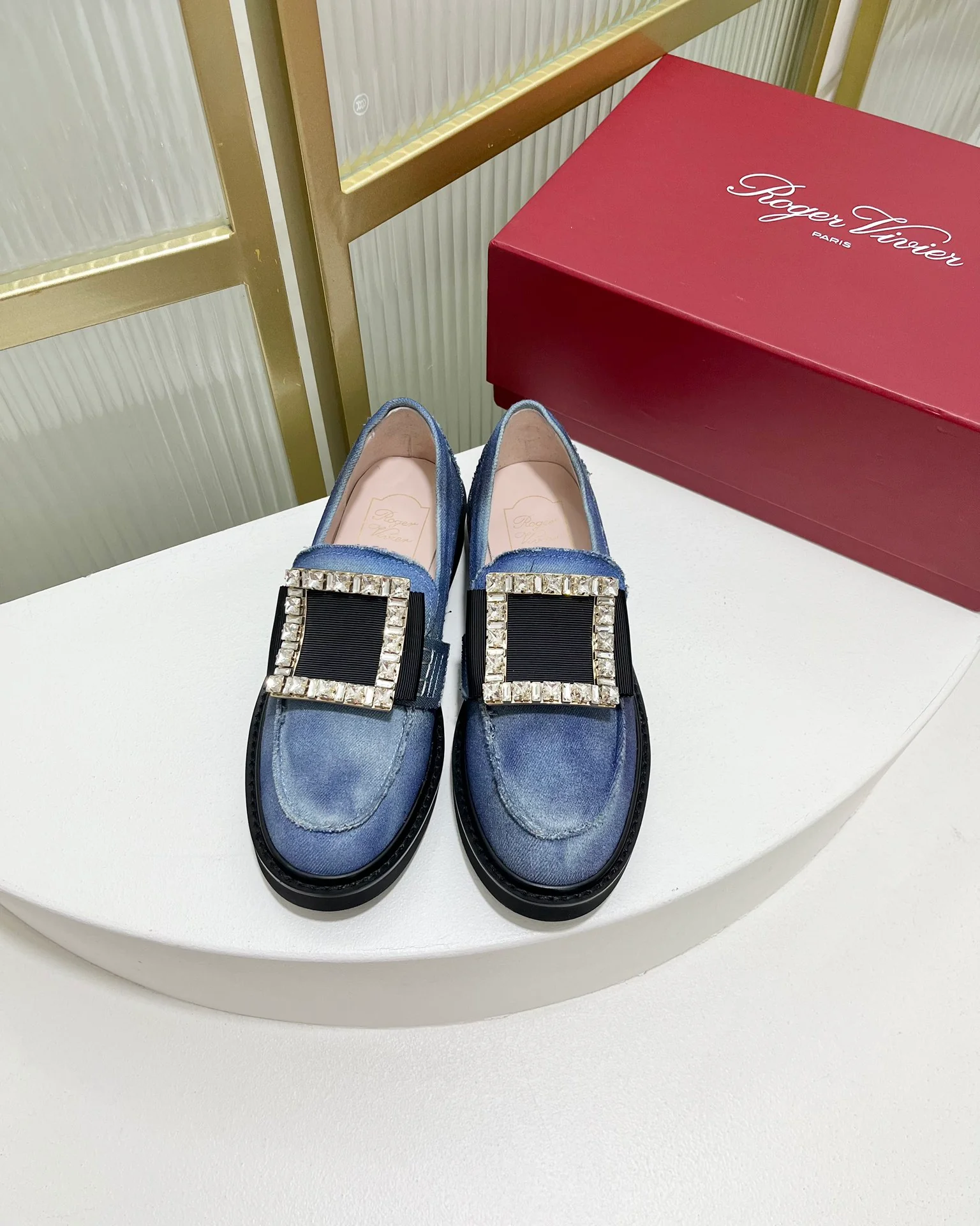 Обувь для автодомов - Новинка весны/лета 2023 - Повседневные туфли для гольфа RV с ромбовидной пряжкой - Выцветший синий цвет