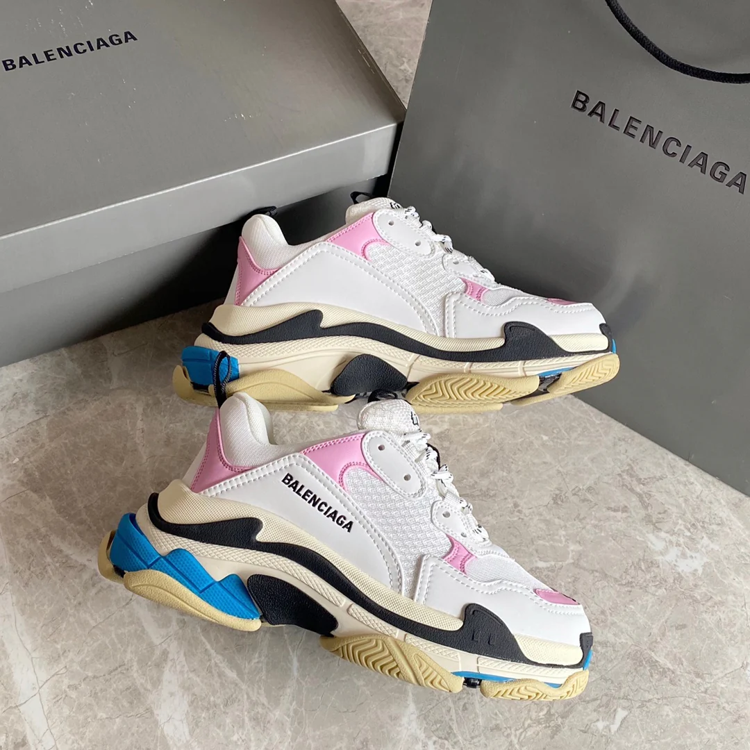 Кроссовки Balenciaga Triples Sporty Dad Shoes, белые и розовые, размер 1