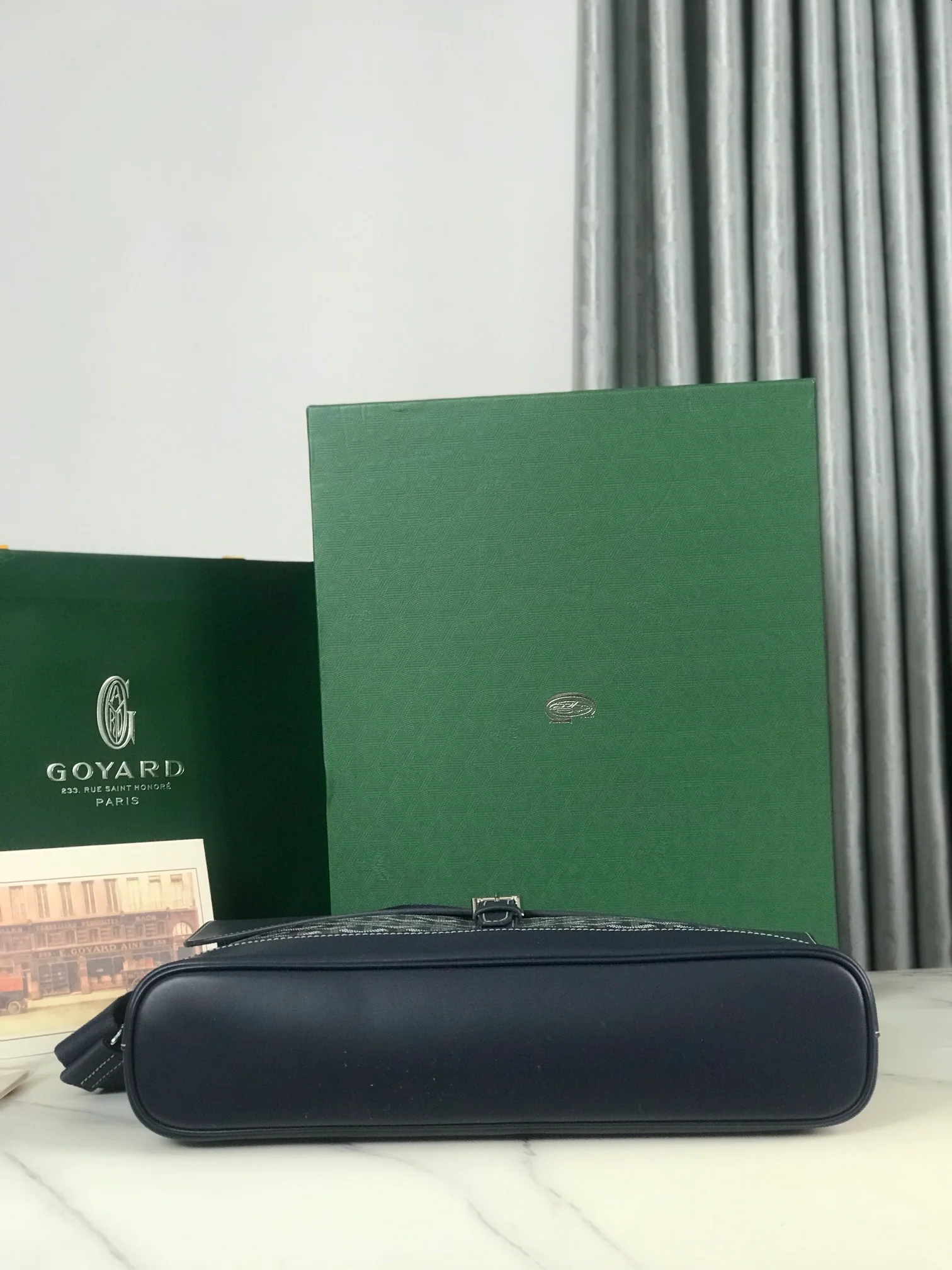 Сумка-мессенджер Goyard из льняного холста - темно-синяя