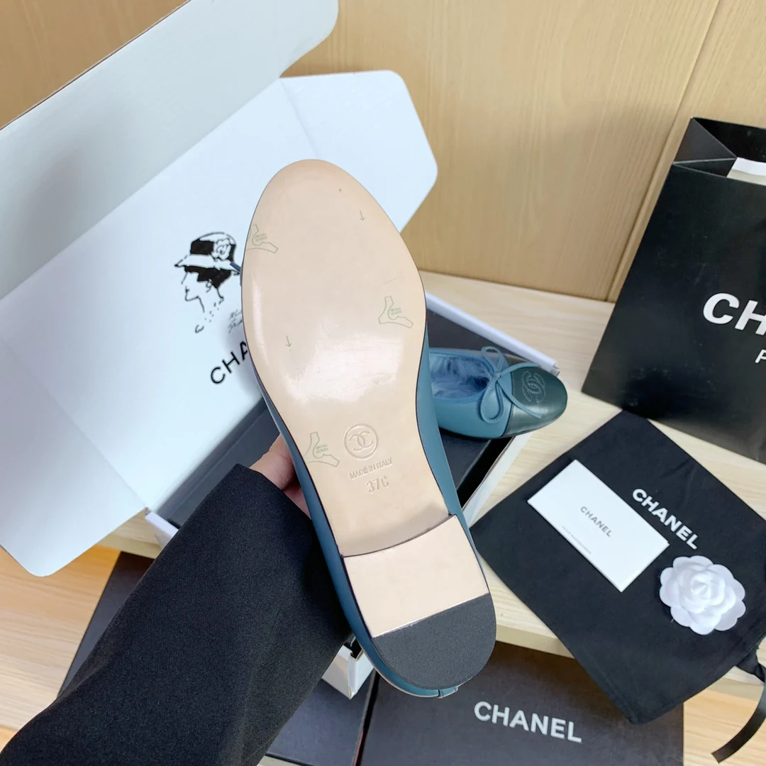 Chanel - Классические балетки - Вариант с кроличьим мехом - Синие