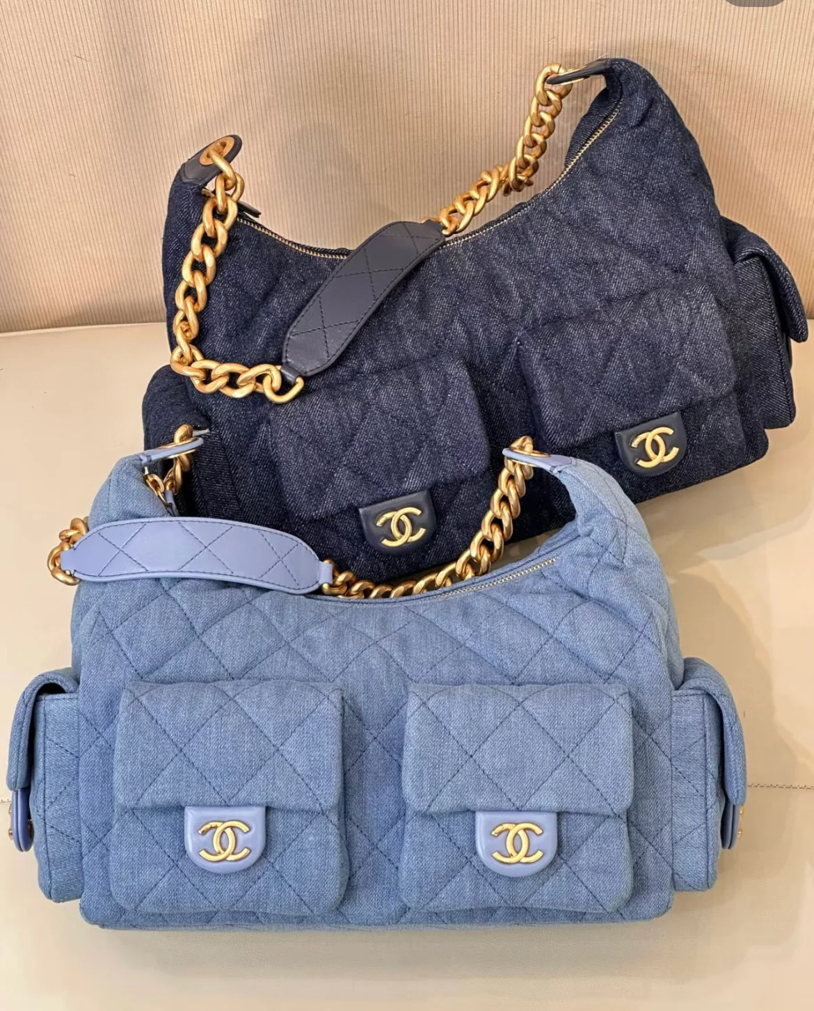 Chanel 25 Chobo Denim Small - Темно-синий