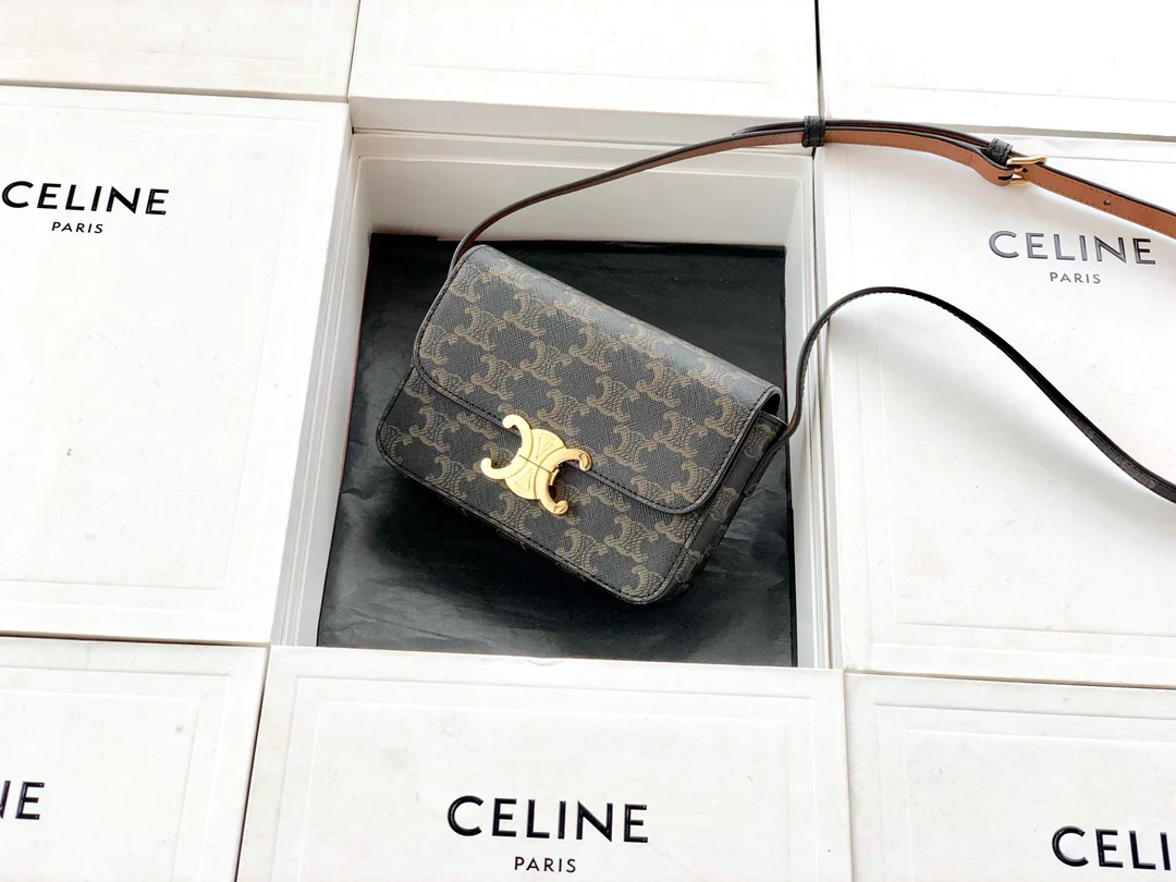 Сумка Celine Triomphe Nano Triomphe из канваса - бежевого цвета.