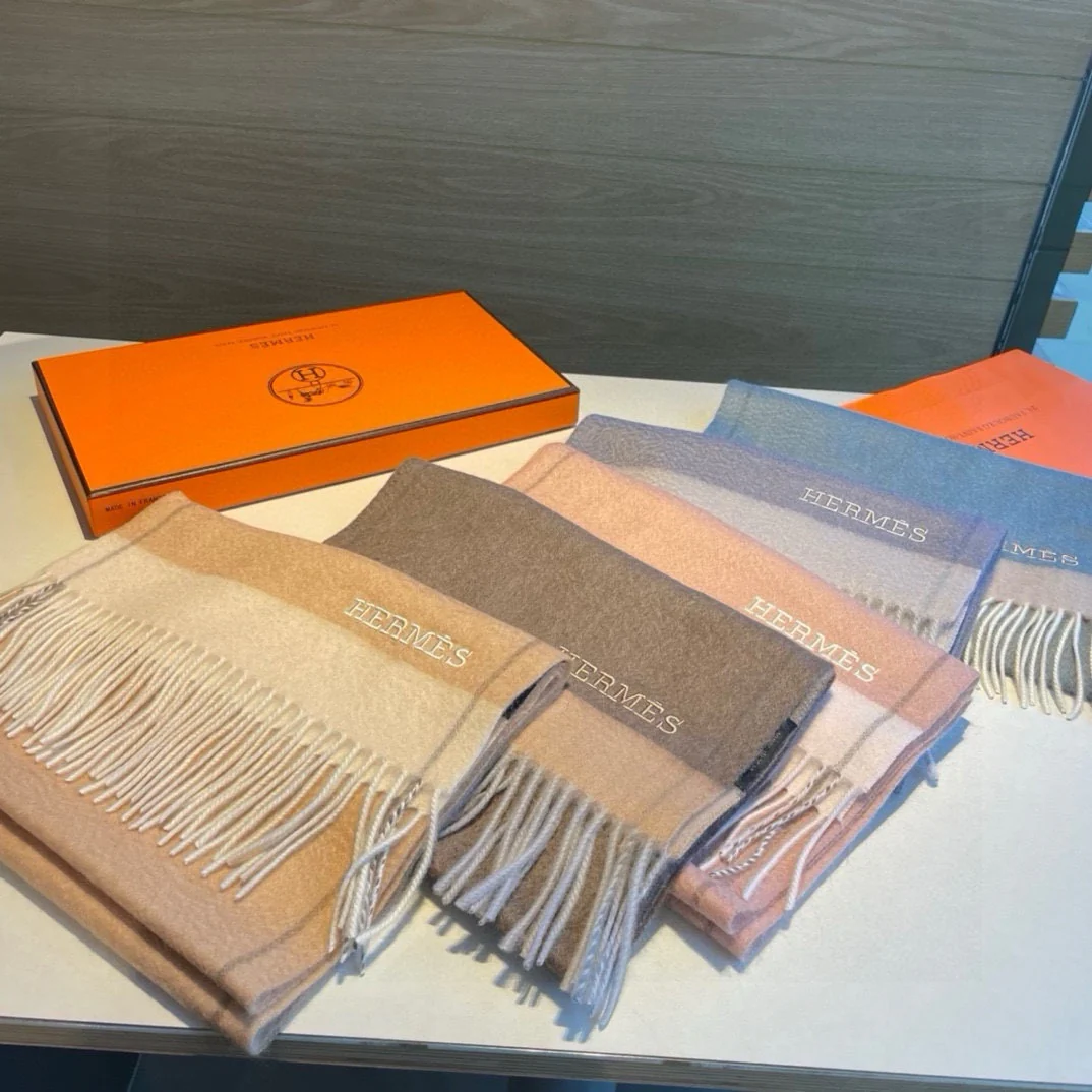 Мужской шарф Hermes Water Ripple 2024 - 30-180 - коричневый