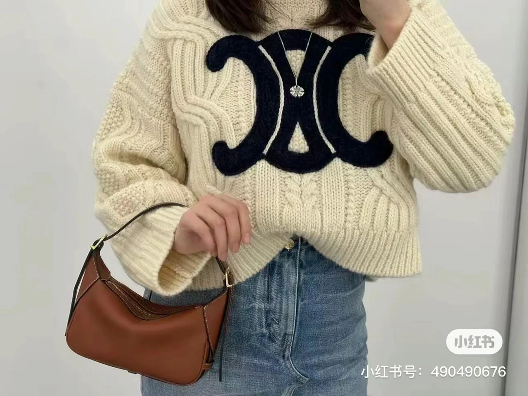 Мини-сумка через плечо Celine Romy - бежево-коричневая