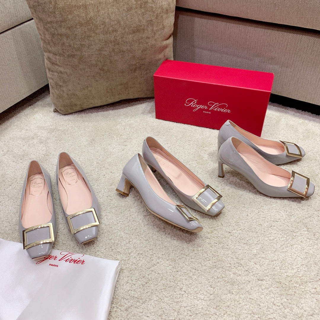 RV - Классические туфли с квадратной пряжкой - Серые